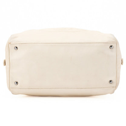 CHANEL Tote Bag Coco Mark, Leather, White, Silver-Tone Hardware, Pre-Owned - Vintage La Charme