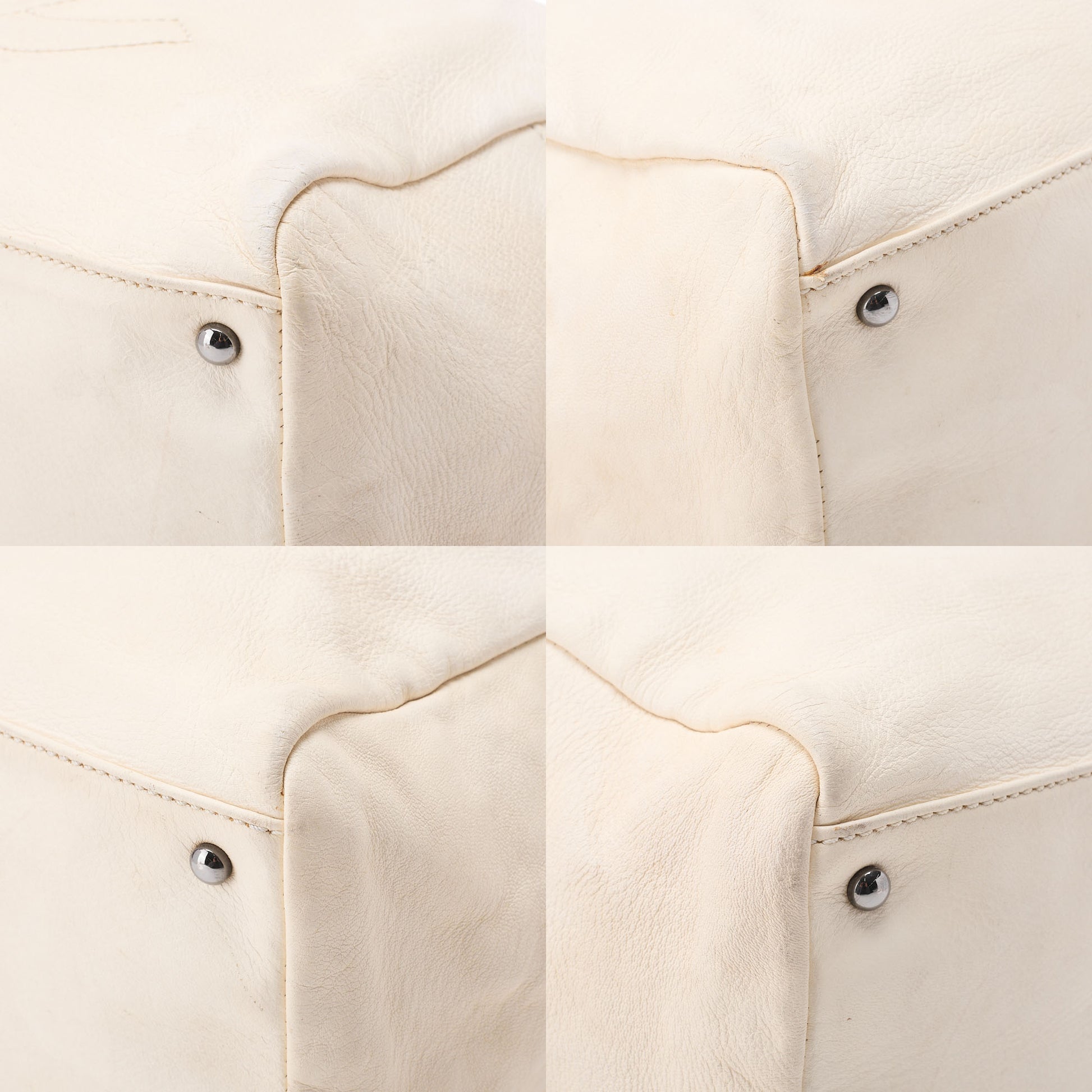 CHANEL Tote Bag Coco Mark, Leather, White, Silver-Tone Hardware, Pre-Owned - Vintage La Charme