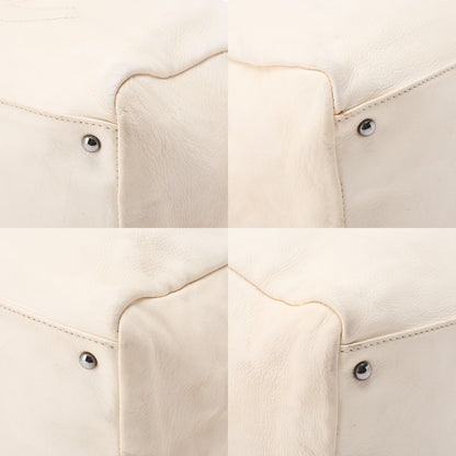 CHANEL Tote Bag Coco Mark, Leather, White, Silver-Tone Hardware, Pre-Owned - Vintage La Charme