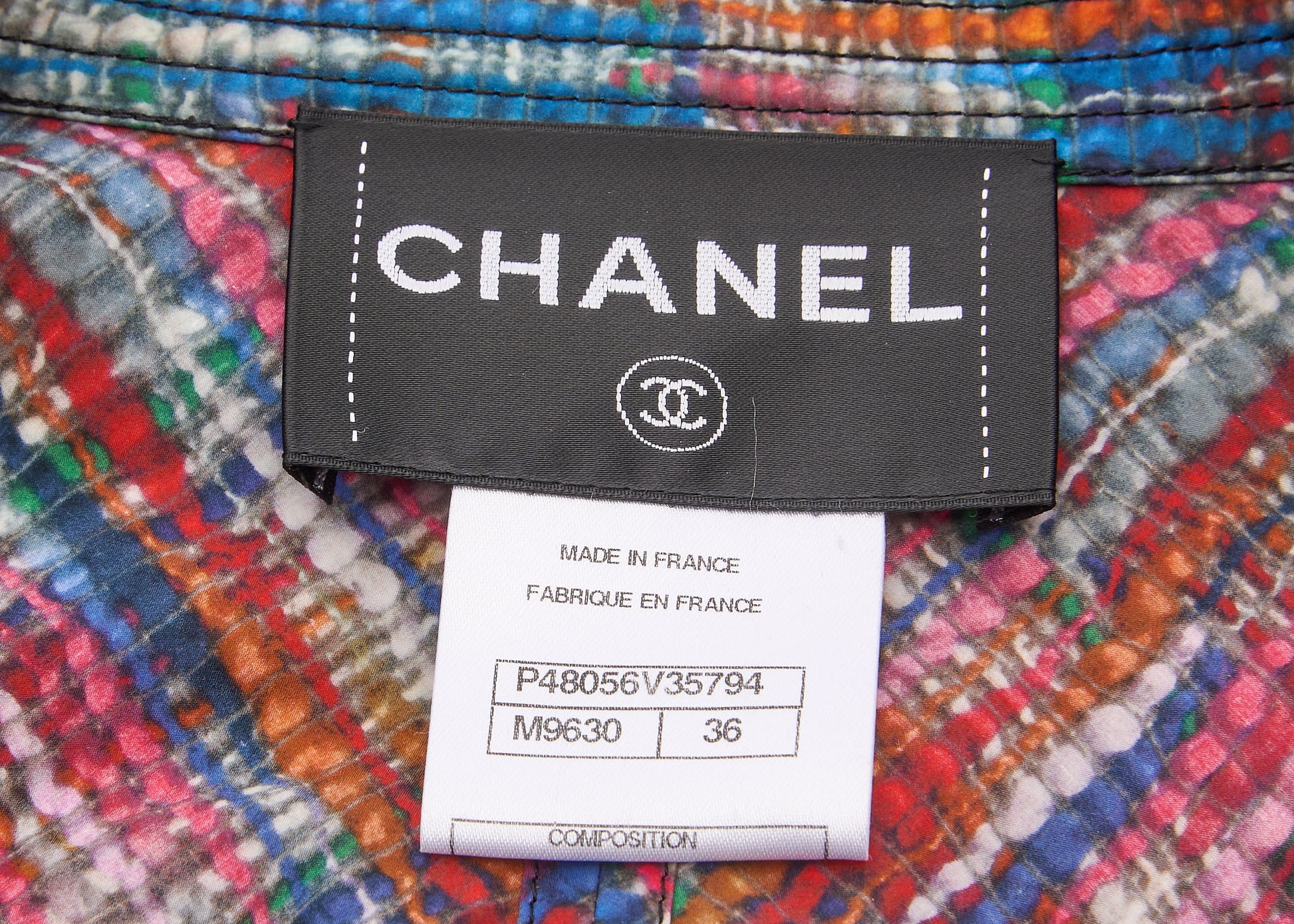 CHANEL Outerwear Jacket, Coco Button, Cotton Polyester Blend, Multicolor, Silver-Tone Hardware, Pre-Owned - Vintage La Charme