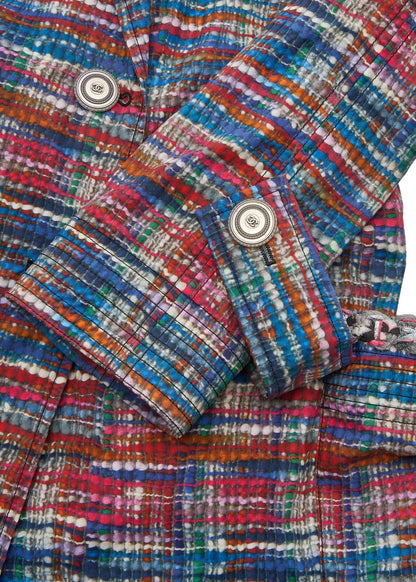 CHANEL Outerwear Jacket, Coco Button, Cotton Polyester Blend, Multicolor, Silver-Tone Hardware, Pre-Owned - Vintage La Charme