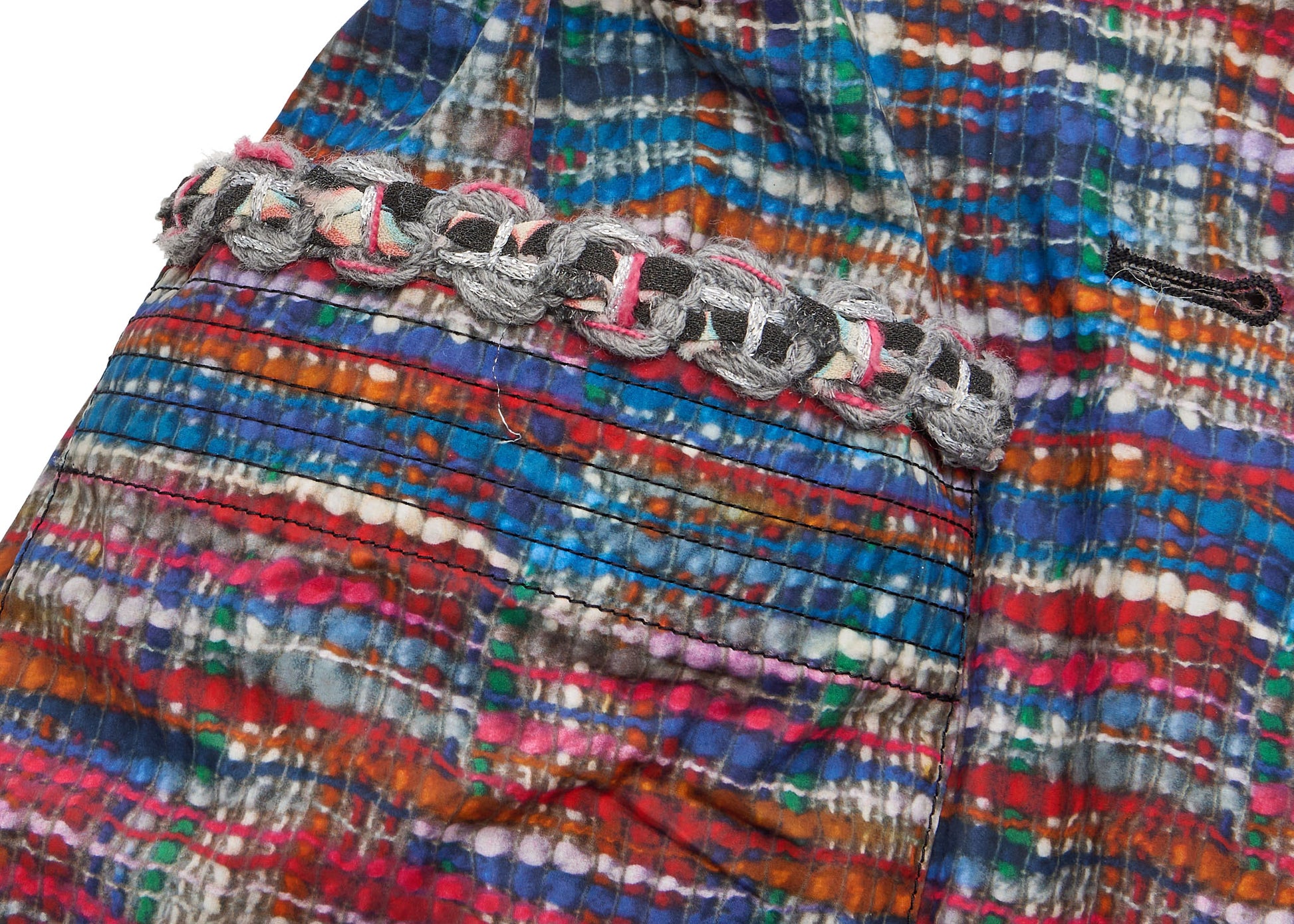 CHANEL Outerwear Jacket, Coco Button, Cotton Polyester Blend, Multicolor, Silver-Tone Hardware, Pre-Owned - Vintage La Charme
