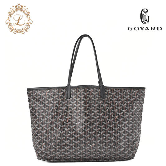 Goyard Saint Louis PM Tote Bag Coated Canvas Black Silver-Tone Hardware Pre-Owned - Vintage La Charme