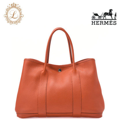 HERMES Garden Party PM Handbag, Shoulder Bag, Negonda, Capucine, Silver Metal Fittings, Pre-Owned - Vintage La Charme