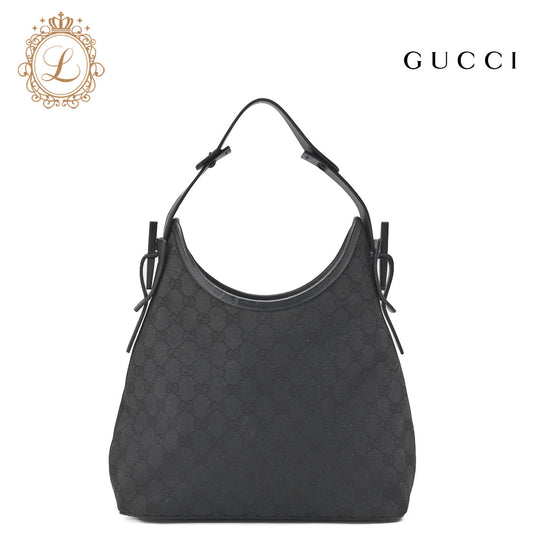 GUCCI Shoulder Bag, GG Canvas, Black, Silver-Tone Hardware, Pre-Owned - Vintage La Charme