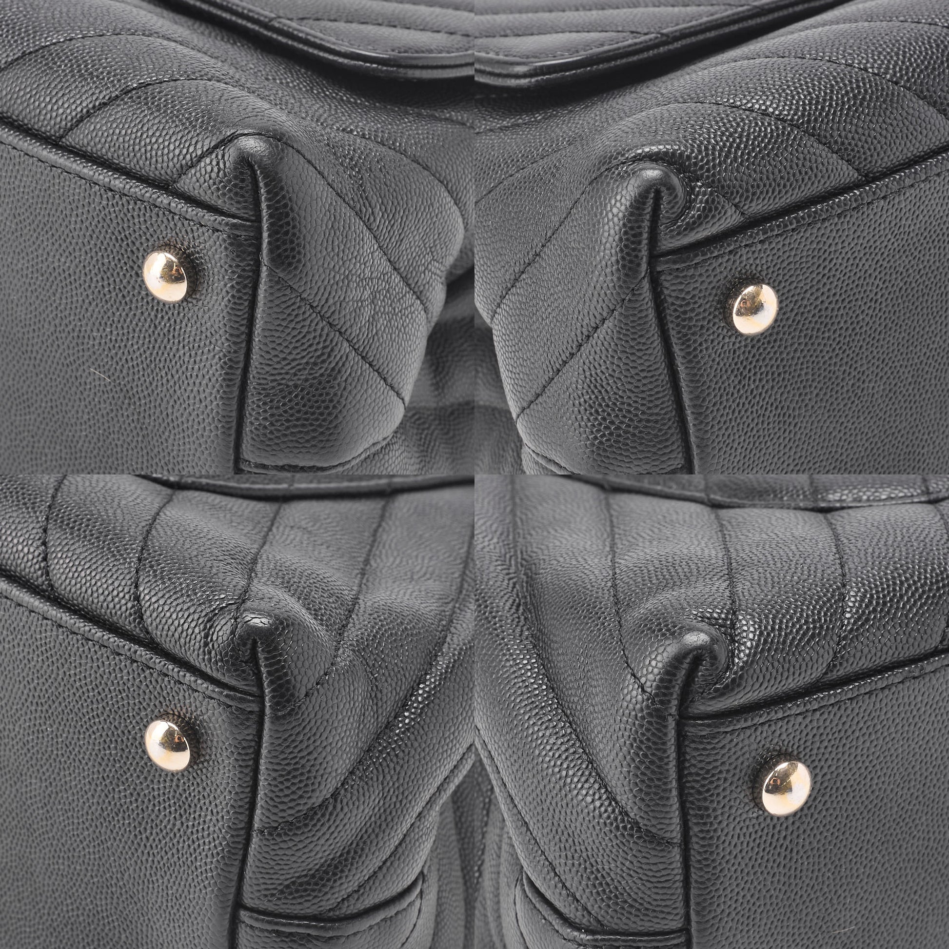 CHANEL Shoulder Bag 2WAY V Stitch Coco Handle Caviar Leather Black Gold-Tone Hardware Pre-Owned - Vintage La Charme