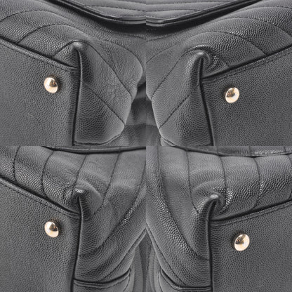 CHANEL Shoulder Bag 2WAY V Stitch Coco Handle Caviar Leather Black Gold-Tone Hardware Pre-Owned - Vintage La Charme