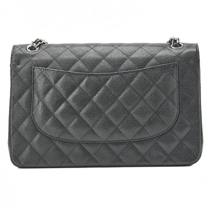 CHANEL Shoulder Bag, Deca Matelasse Double Flap, Caviar Skin, Black, Silver-Tone Hardware, Pre-Owned - Vintage La Charme