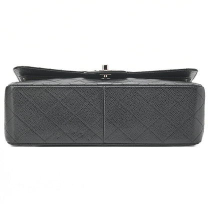 CHANEL Shoulder Bag, Deca Matelasse Double Flap, Caviar Skin, Black, Silver-Tone Hardware, Pre-Owned - Vintage La Charme
