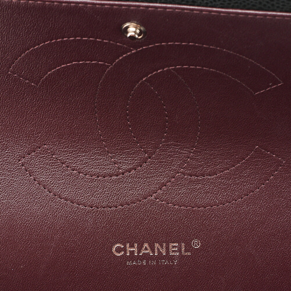 CHANEL Shoulder Bag, Deca Matelasse Double Flap, Caviar Skin, Black, Silver-Tone Hardware, Pre-Owned - Vintage La Charme
