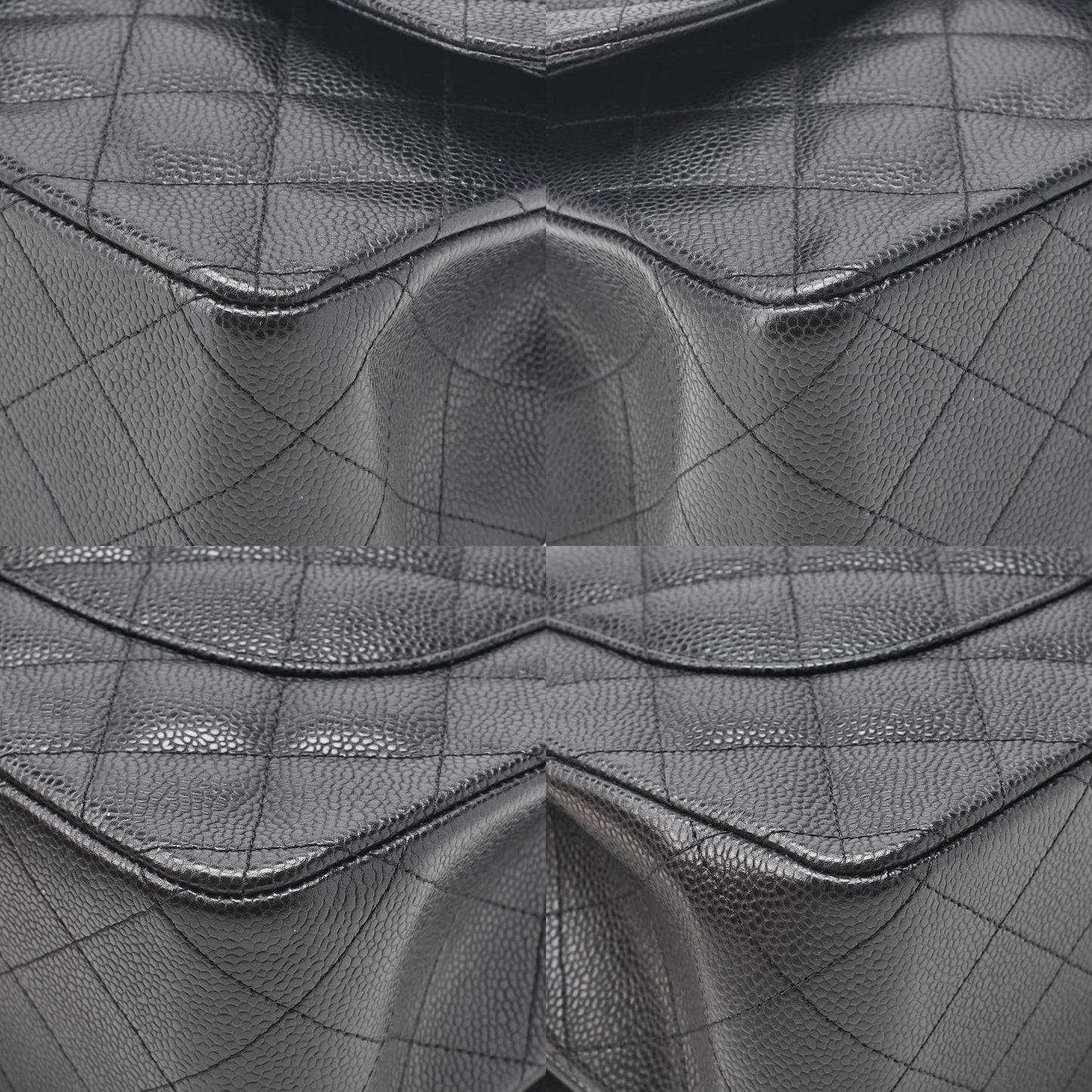 CHANEL Shoulder Bag, Deca Matelasse Double Flap, Caviar Skin, Black, Silver-Tone Hardware, Pre-Owned - Vintage La Charme