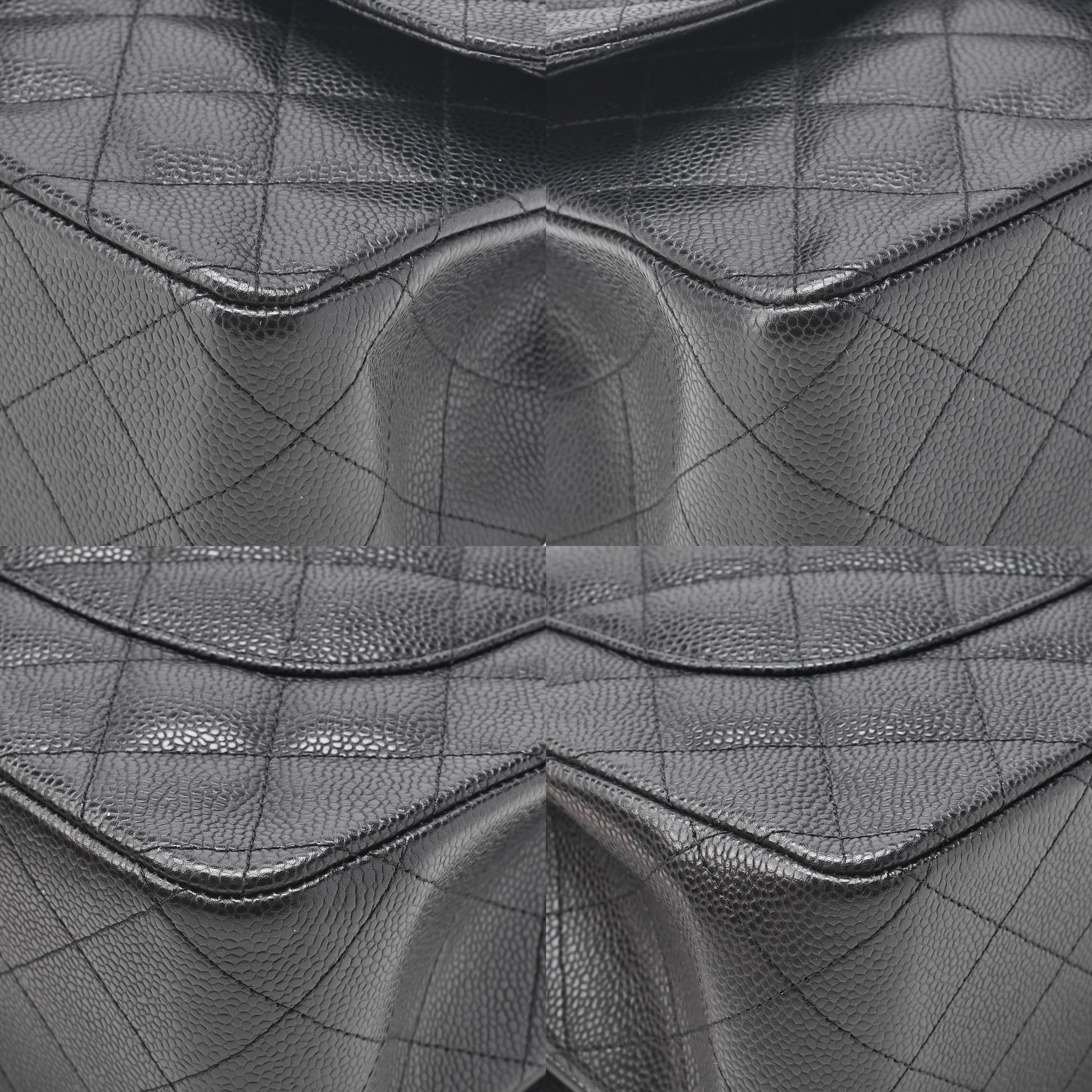 CHANEL Shoulder Bag, Deca Matelasse Double Flap, Caviar Skin, Black, Silver-Tone Hardware, Pre-Owned - Vintage La Charme