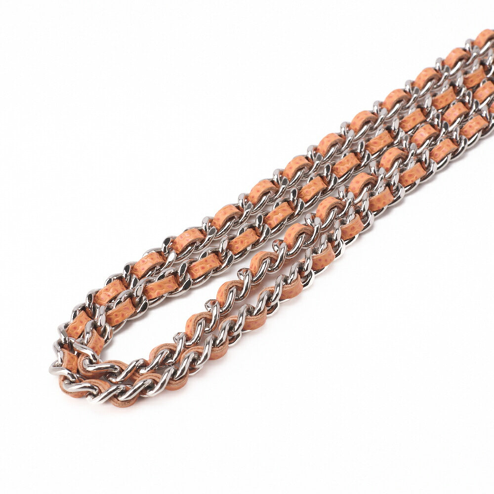 CHANEL Shoulder Bag Chain Wallet Caviar Skin Salmon Orange Silver-Tone Hardware Pre-Owned - Vintage La Charme
