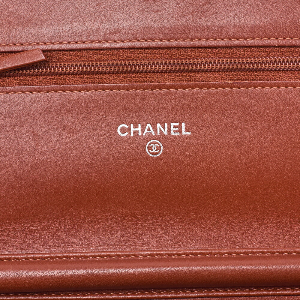 CHANEL Shoulder Bag Chain Wallet Caviar Skin Salmon Orange Silver-Tone Hardware Pre-Owned - Vintage La Charme