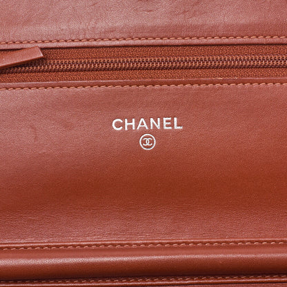 CHANEL Shoulder Bag Chain Wallet Caviar Skin Salmon Orange Silver-Tone Hardware Pre-Owned - Vintage La Charme