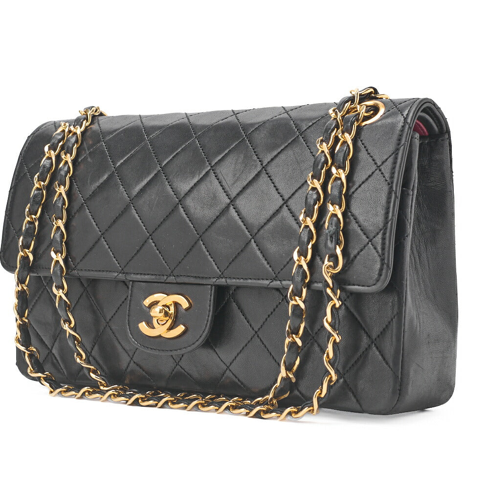 CHANEL Shoulder Bag, Matelasse, Turn Lock, Lambskin, Black, Gold-Tone Hardware, Pre-Owned - Vintage La Charme