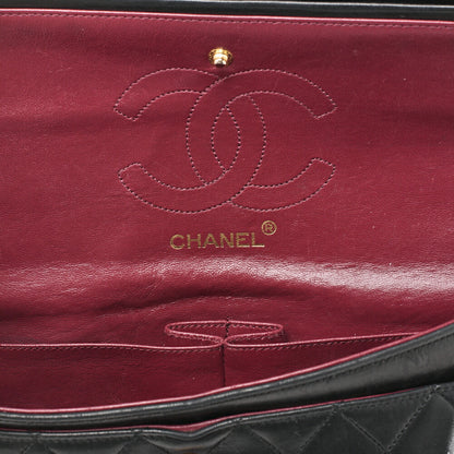 CHANEL Shoulder Bag, Matelasse, Turn Lock, Lambskin, Black, Gold-Tone Hardware, Pre-Owned - Vintage La Charme