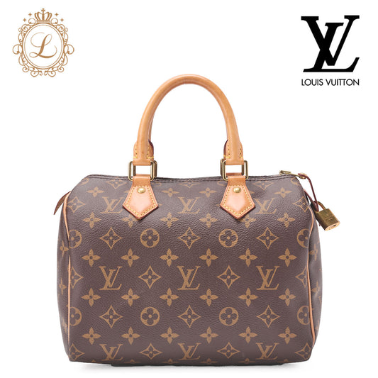 Louis Vuitton Shoulder Bag, Monogram Speedy 25, Canvas, Brown, Gold-Tone Hardware, Pre-Owned - Vintage La Charme