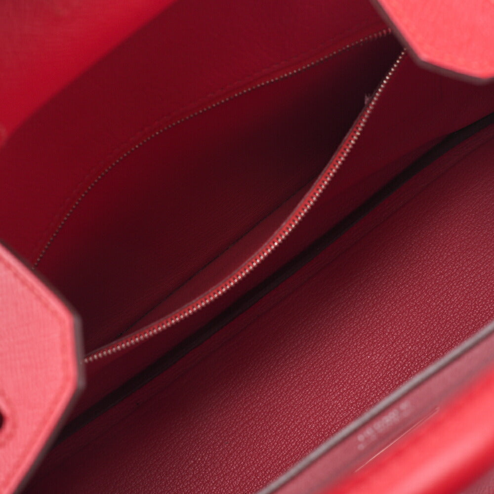 HERMES Birkin 30 Tote Bag, Vaux Epson, Rouge Casaque, Silver-Tone Hardware, Pre-Owned - Vintage La Charme