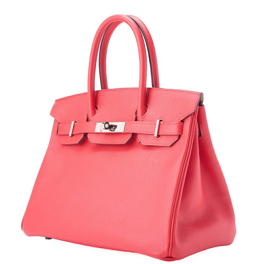 HERMES Birkin 30 Tote Bag, Vaux Epson, Rouge Casaque, Silver-Tone Hardware, Pre-Owned - Vintage La Charme