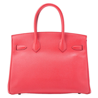 HERMES Birkin 30 Tote Bag, Vaux Epson, Rouge Casaque, Silver-Tone Hardware, Pre-Owned - Vintage La Charme