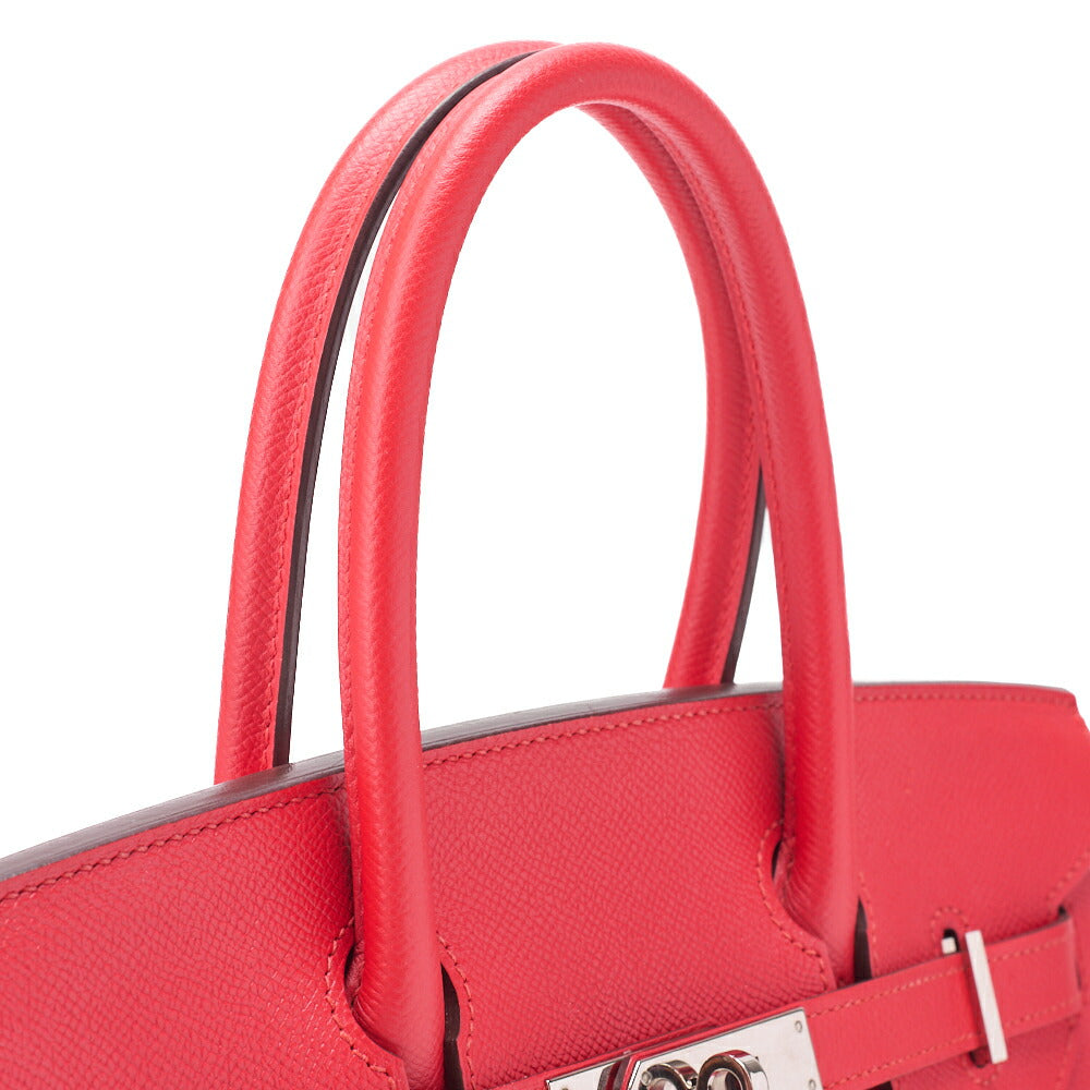 HERMES Birkin 30 Tote Bag, Vaux Epson, Rouge Casaque, Silver-Tone Hardware, Pre-Owned - Vintage La Charme