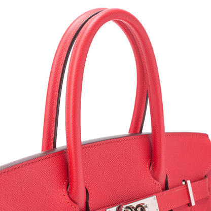 HERMES Birkin 30 Tote Bag, Vaux Epson, Rouge Casaque, Silver-Tone Hardware, Pre-Owned - Vintage La Charme