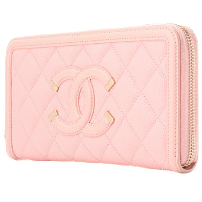 CHANEL Long Wallet, Matelasse CC Filigree, Caviar Skin, Pink, Gold-Tone Hardware, Pre-Owned - Vintage La Charme