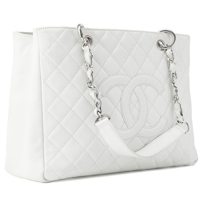 CHANEL Shoulder Bag Matelasse Caviar Skin White Silver-Tone Hardware Pre-Owned - Vintage La Charme