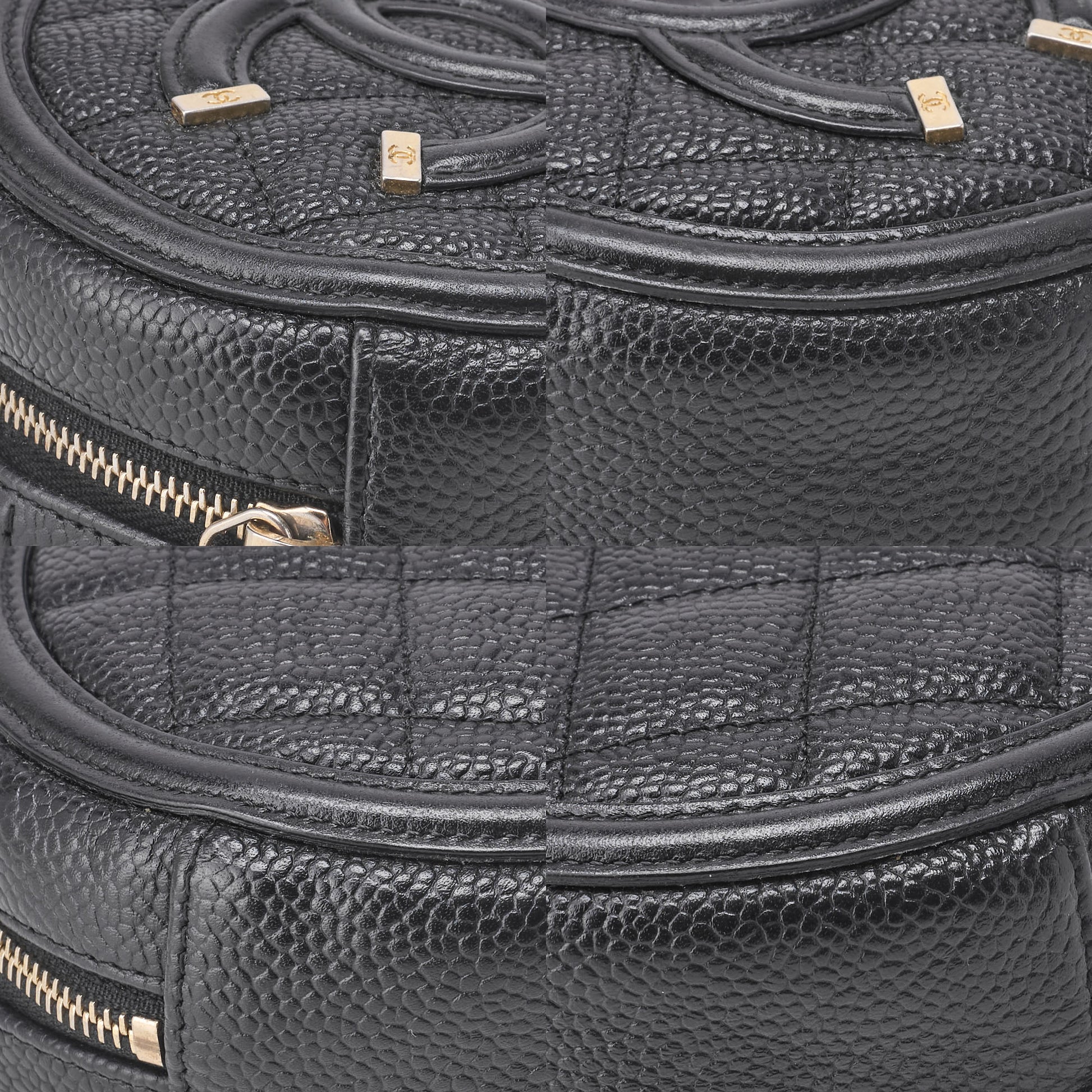 CHANEL Mini Shoulder Bag Matelasse Coco Mark CC Filigree Caviar Skin Black Gold-Tone Hardware Pre-Owned - Vintage La Charme