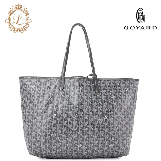 Goyard Saint Louis PM Tote Bag Coated Canvas Gray Silver-Tone Hardware Pre-Owned - Vintage La Charme