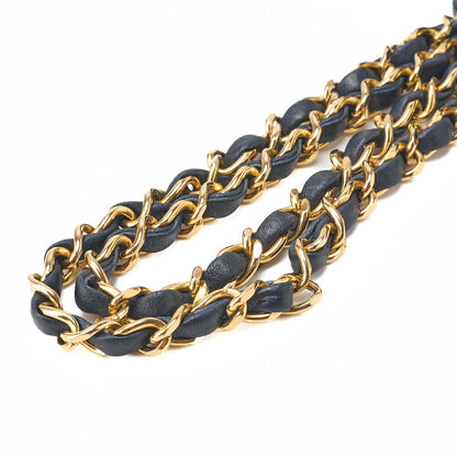 Chanel Shoulder Bag Matelasse Double Flap Lambskin Navy Gold-Tone Hardware Pre-Owned - Vintage La Charme