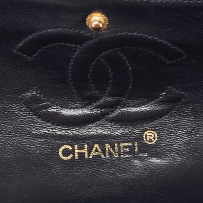 Chanel Shoulder Bag Matelasse Double Flap Lambskin Navy Gold-Tone Hardware Pre-Owned - Vintage La Charme