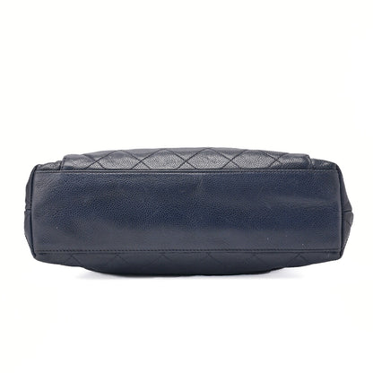 CHANEL Shoulder Bag, Matelasse, Caviar Skin, Navy, Silver-Tone Hardware, Pre-Owned - Vintage La Charme