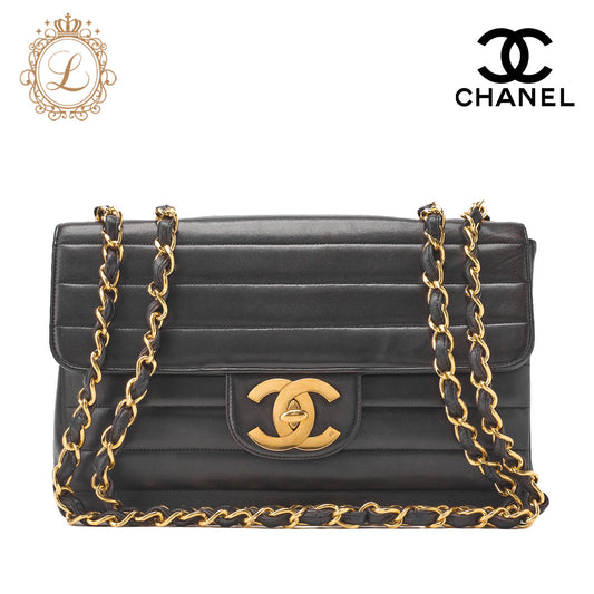 CHANEL Shoulder Bag Mademoiselle Turn Lock Lambskin Black Gold-Tone Hardware Pre-Owned - Vintage La Charme