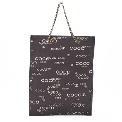 CHANEL Handbag Coco Pattern Cotton Black Gold-Tone Hardware Pre-Owned - Vintage La Charme