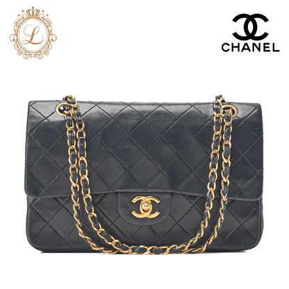 CHANEL Shoulder Bag Matelasse Double Flap Lambskin Black Gold-Tone Hardware Pre-Owned - Vintage La Charme