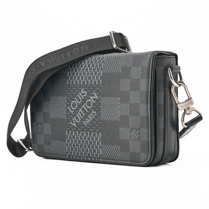 Louis Vuitton Shoulder Bag, Damier Grafitte, Black, Silver-Tone Hardware, Pre-Owned - Vintage La Charme