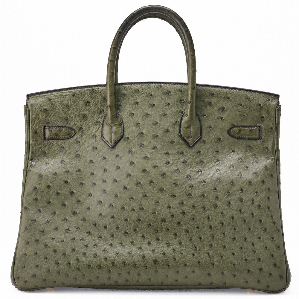HERMES Birkin 35 Handbag Ostrich Riken Lichen Gold-Tone Hardware Pre-Owned - Vintage La Charme