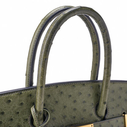 HERMES Birkin 35 Handbag Ostrich Riken Lichen Gold-Tone Hardware Pre-Owned - Vintage La Charme