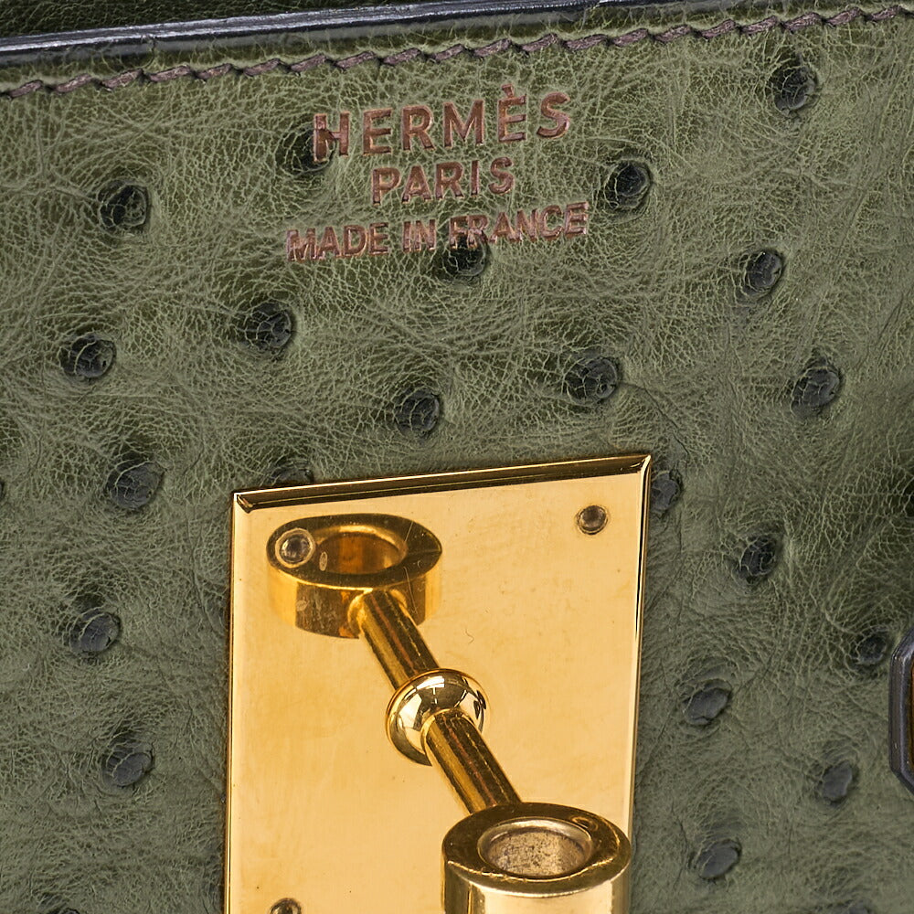 HERMES Birkin 35 Handbag Ostrich Riken Lichen Gold-Tone Hardware Pre-Owned - Vintage La Charme