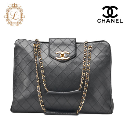 Chanel Shoulder Bag Supermodel Matelasse Bicolore Lambskin Black Gold-Tone Hardware Pre-Owned - Vintage La Charme