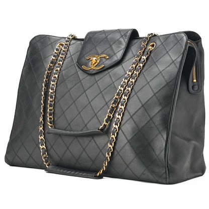 Chanel Shoulder Bag Supermodel Matelasse Bicolore Lambskin Black Gold-Tone Hardware Pre-Owned - Vintage La Charme