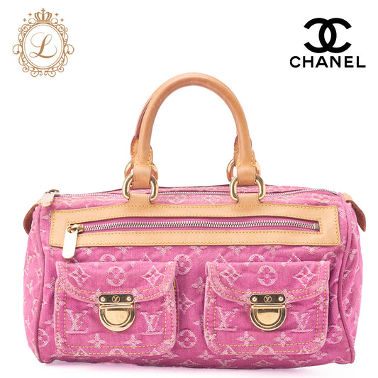 Louis Vuitton Handbag, Neo Speedy, Monogram Denim, Pink, Gold-Tone Hardware, Pre-Owned - Vintage La Charme