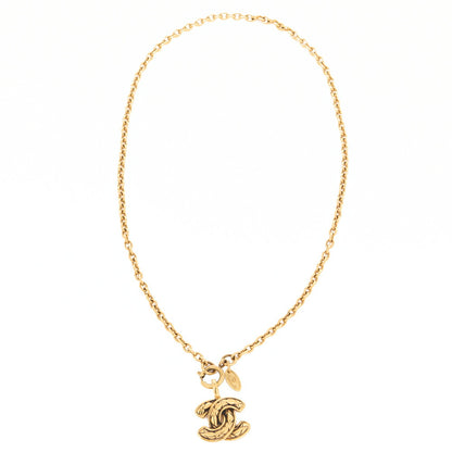 CHANEL Necklace, Coco Mark Matelasse, Gold Plated, Gold, Gold-Tone Hardware, Pre-Owned - Vintage La Charme