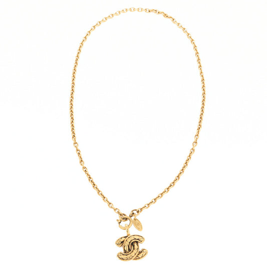 CHANEL Necklace, Coco Mark Matelasse, Gold Plated, Gold, Gold-Tone Hardware, Pre-Owned - Vintage La Charme