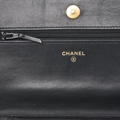 CHANEL Boy Chanel Matelasse Chain Wallet Caviar Skin Black Gold-Tone Hardware Pre-Owned - Vintage La Charme