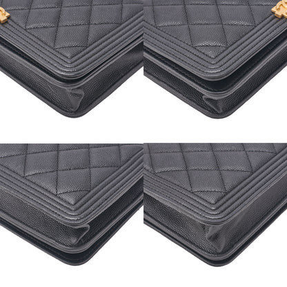 CHANEL Boy Chanel Matelasse Chain Wallet Caviar Skin Black Gold-Tone Hardware Pre-Owned - Vintage La Charme