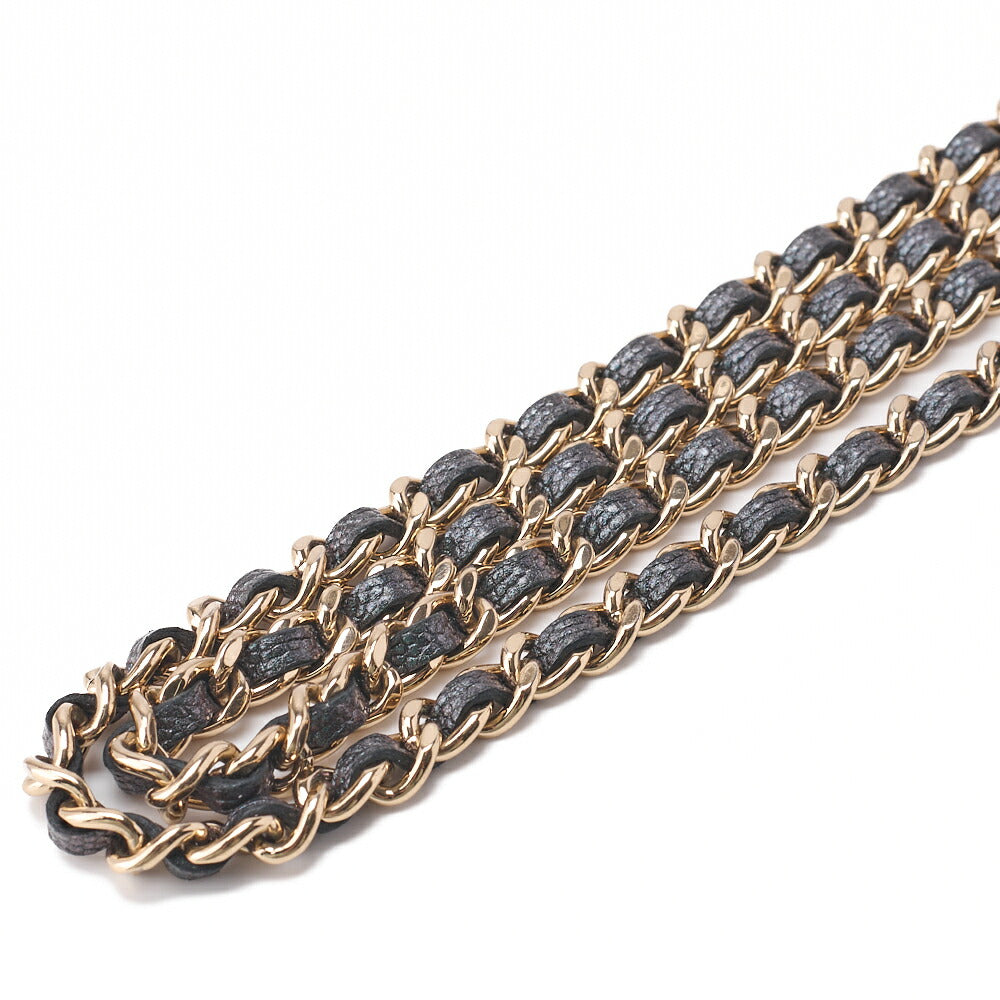 CHANEL Chain Wallet Matelasse Caviar Leather Sparkle Black Gold-Tone Hardware Pre-Owned - Vintage La Charme