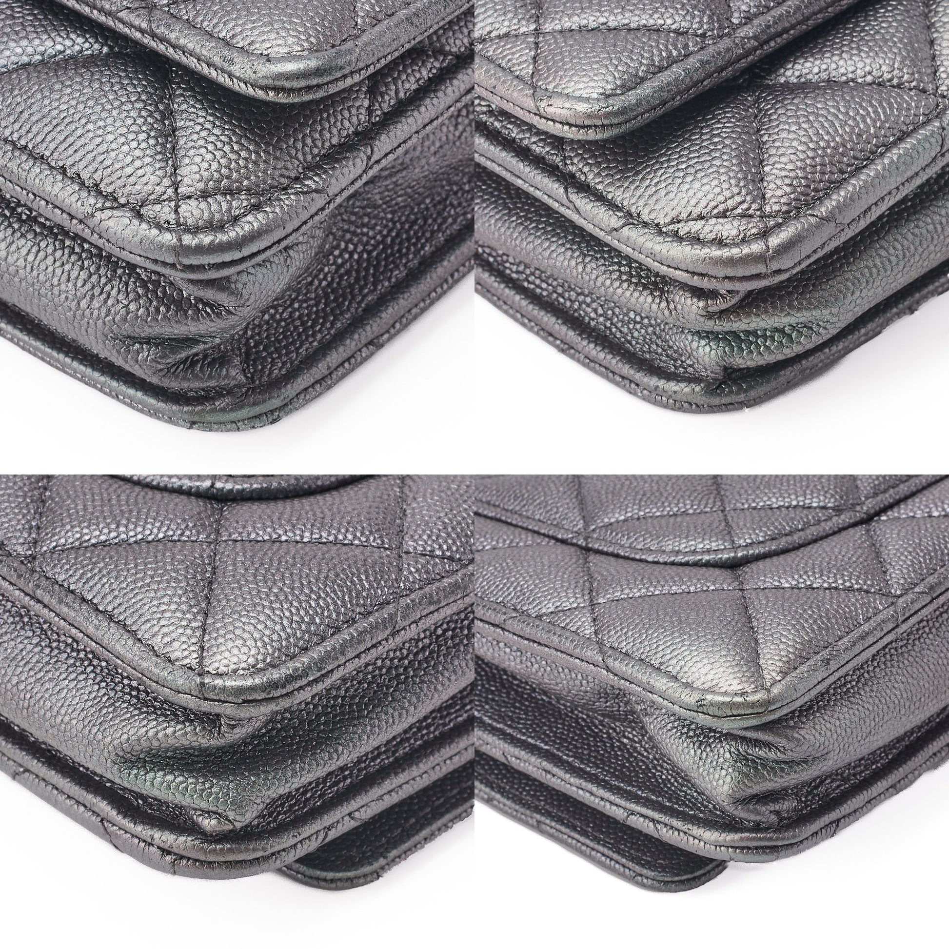 CHANEL Chain Wallet Matelasse Caviar Leather Sparkle Black Gold-Tone Hardware Pre-Owned - Vintage La Charme